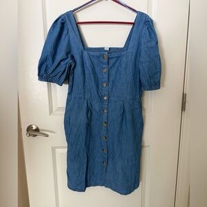 Old Navy Blue Denim Puff Sleeve Mini Dress